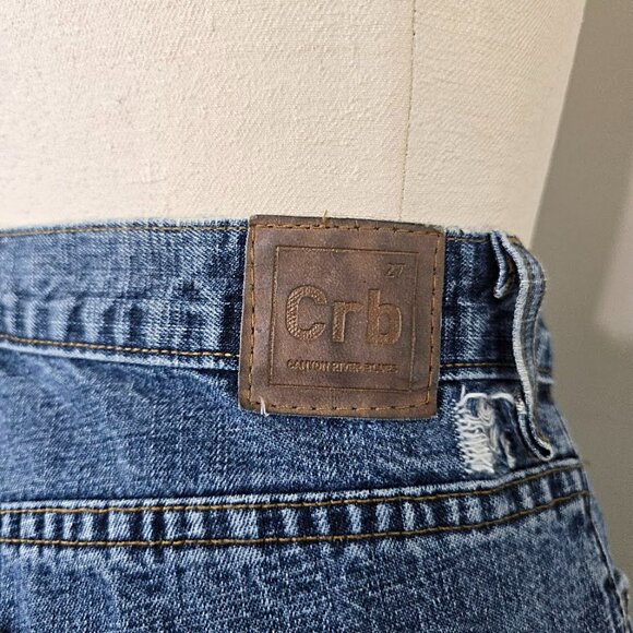 Vintage Canyon River Blues Patchwork Denim Jean Maxi Skirt 11 Womens Distressed - Picture 13 of 14